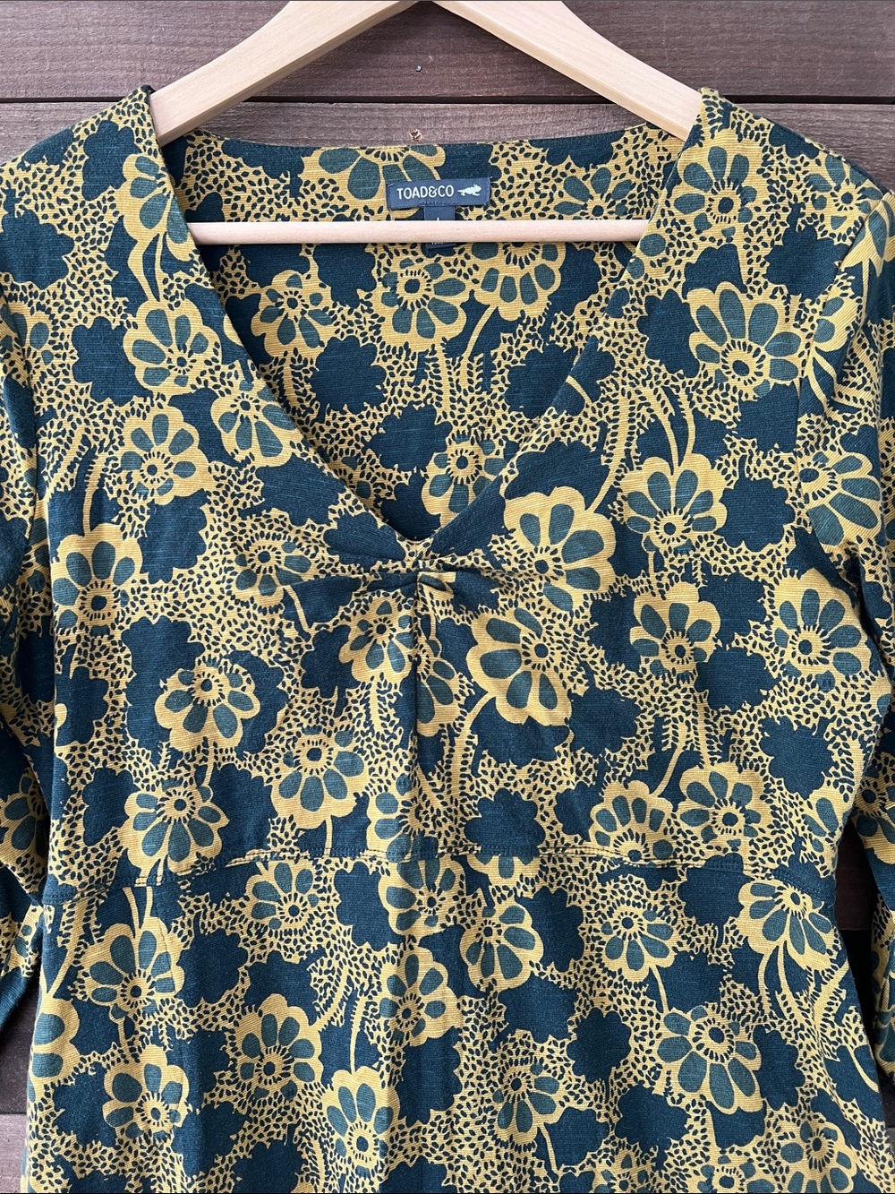 Toad & Co. Women's Rosalinda Mini Dress in Yellow Black Floral Size Large - Picture 3 of 9
